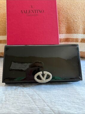 Valentino Garavani Continental Patent Leather Swarovski Crystal Clutch/Wallet
